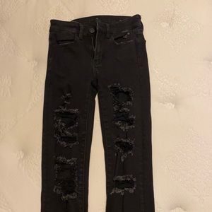 american eagle black ripped jeans sized 00